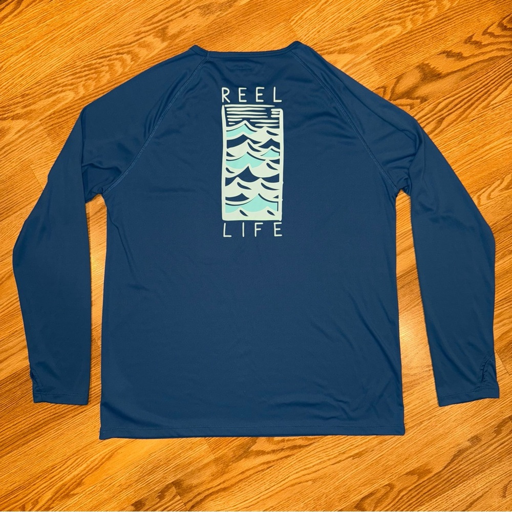 Reel Life‎ Men's Ocean Blue Long Sleeve Performance Shirt Sz XXL